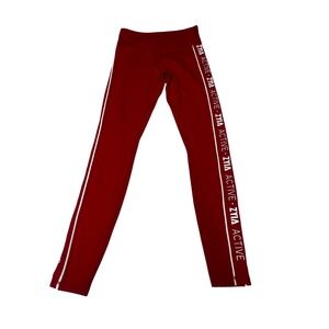 ZYIA Active Red Leggings Womens 4 Logo Side Stripe Ankle Zip Athletic Yoga Pants